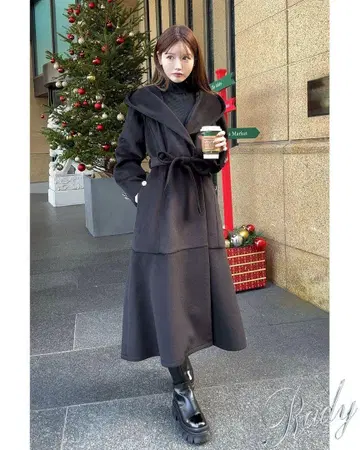 Rady 블랙 머메이드 랩 코트 롱 코트