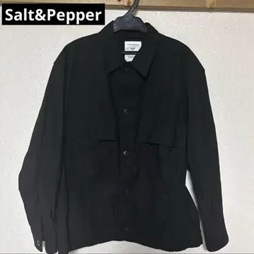 Salt&Pepper 블랙 셔츠 2 포켓 S 블랙 긴팔