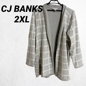 CJ BANKS 체크 무늬 가디건 [ 2XL ] 플러스 사이즈