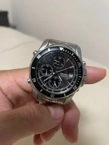 SEIKO 크로노그래프 손목시계 블랙 2002 모델