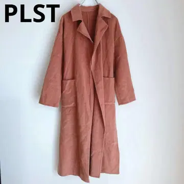 플라스테 롱 코트 라펠 칼라 앞면 포켓 아우터 브라운 M