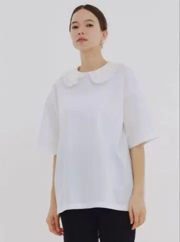 플로키 도트 둥근 카라 Tee yori