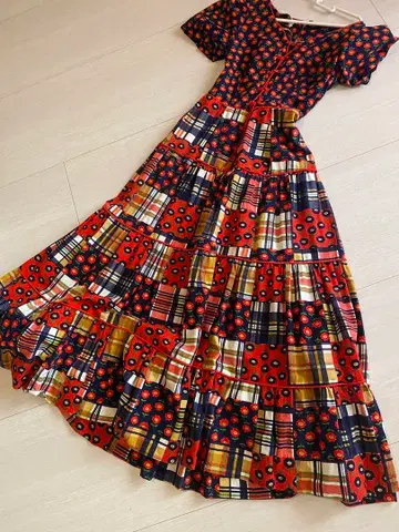 빈티지 패치워크 프린트 원피스