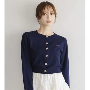 25주년 SNIDEL 비쥬 버튼 니트 가디건 네이비 스나이델