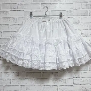 [ BODY LINE ] 레이스 프릴 화이트 미니 스커트 2L 빅 사이즈
