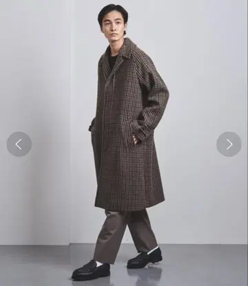 Camoshita (카모시타) 체크 싱글 발라칼라 코트