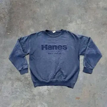 80s hanes 빈티지 맨투맨 자수 로고 퍼플네이비