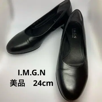 [ 새상품급/천연 가죽 ] IMGN 라운드토 펌프스 24.0cm 포멀