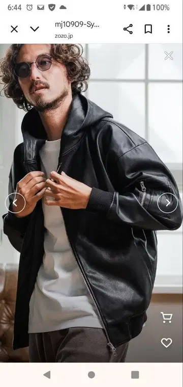 후드 부착 블랙 가죽 자켓