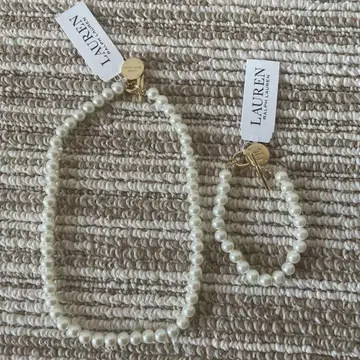 랄프 로렌 화이트 펄 목걸이 40cm 화이트 펄 팔찌