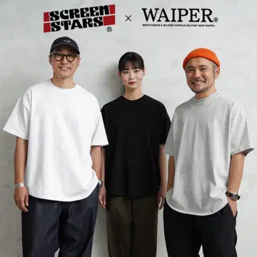 2장 세트 SCREEN STARS x WAIPER 라운드 헴 티셔츠