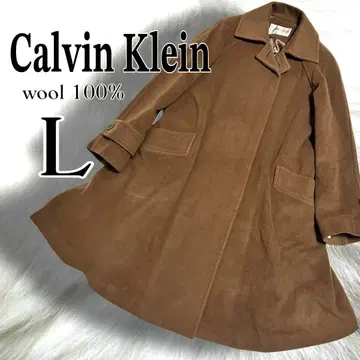 Calvin Klein 롱 코트 L 울 100% 캐시미어 브라운
