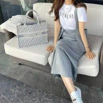 헤이영 drip pocket skirt / gray 서스펜더 부착 스커트