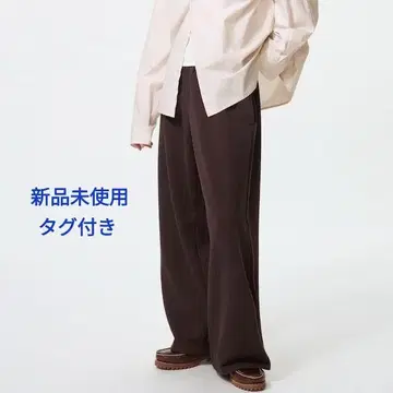 [택 포함 새상품] 맨투맨 와이드 팬츠 S 사이즈 다크 브라운 유니클로