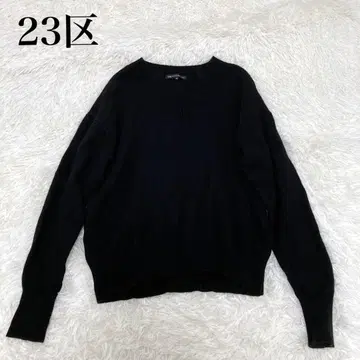 23구 울 캐시미어 니트 스웨터 블랙 온워드 카시야마
