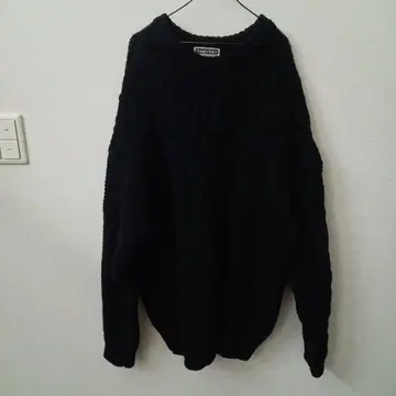 남성용 프릭스스토어 케이블 니트 두꺼운 원단 니트 스웨터 검정 블랙 L