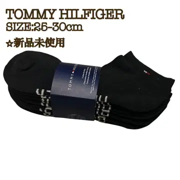[ 새상품 ] 타미힐피거 앵클 삭스 6켤레 블랙 25-30cm 로고