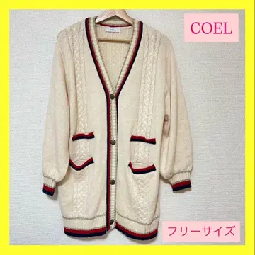 새상품급 COEL 코엘 트리밍 케이블 니트 가디건