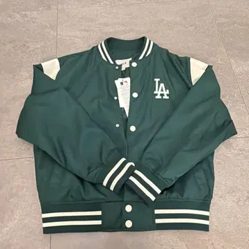 MLB LA 로고 자수 바시티 자켓 S 사이즈 다크 그린 다저스