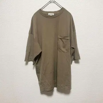 PLST 크루넥 T셔츠 L 사이즈 브라운 포켓 부착 반팔 남성용