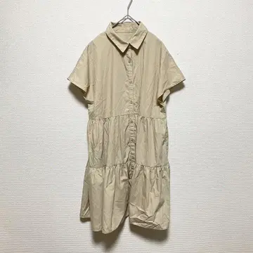 GU 티어드 셔츠 원피스 베이지 M 사이즈 반팔 A라인 코튼
