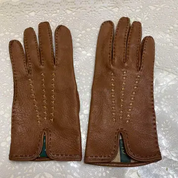 [ ALPO ] 알포 이탈리아제 브라운 가죽 장갑 사이즈 7 실크
