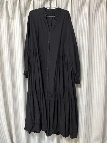 DouDou 롱 셔츠 원피스 블랙 긴팔
