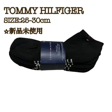 [ 새상품 ] 타미힐피거 남성용 삭스 6켤레 블랙 25-30cm 빅 로고