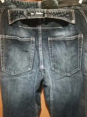 택 포함 미사용 보관품 AZUL 신치 벨트 앤티크 가공 데님