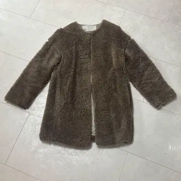 TICCA 브라운 울 퍼 노카라 코트