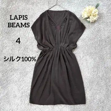 빔즈 LAPIS 실크 미니 원피스 V넥 광택 부드러운 인도산