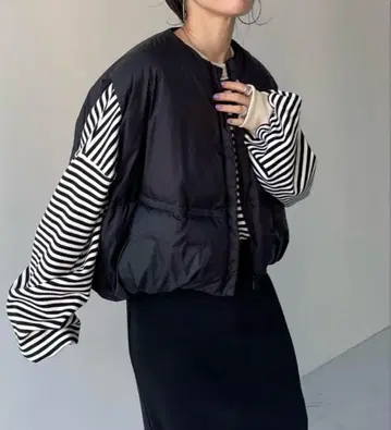 wee9s 에그 숏 다운 베스트 BLACK