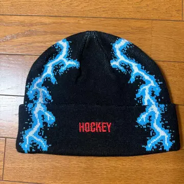 HOCKEY 니트 모자 파도 무늬 블랙/파랑