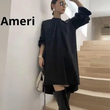 [ 새상품급 ] Ameri GATHER TUNIC BLOUSE 블랙