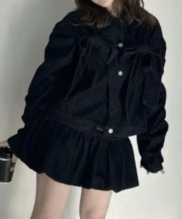 nemne store 데님 자켓 벌룬 데님 스커트 셋업