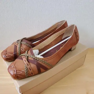 브라운 뜨개질 플랫슈즈 25.0cm