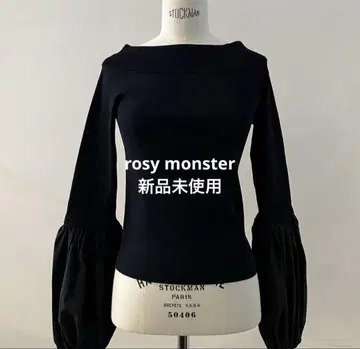 [택 포함 새상품] RosyMornier 벌룬 소매 오프숄더 니트탑 블랙