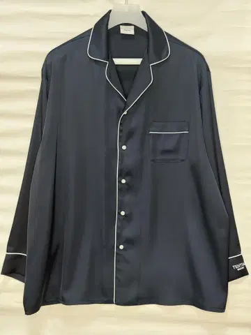 BAKUNE Pajamas Satin 긴팔 셔츠 XL 사이즈 네이비