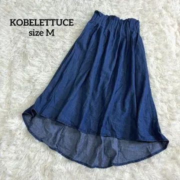 코우베레타스 플레어 스커트 블루 롱 기장 데님풍 허리밴딩 3091