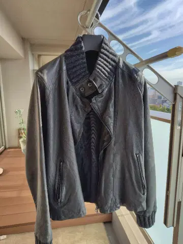 Edition 블랙 가죽 라이더 자켓