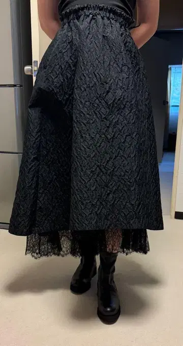 UNITED ARROWS 히메 스타일 플레어 스커트 블랙