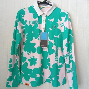 Munsingwear 플라워 패턴 긴팔 피케 셔츠