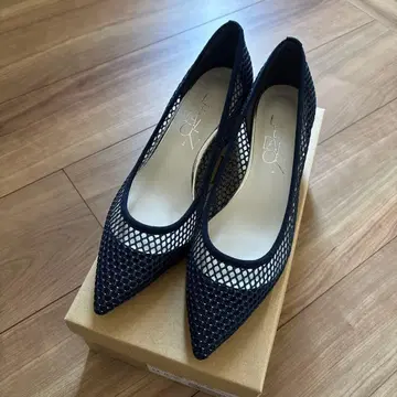 네이비 메쉬 스틸레토 펌프스