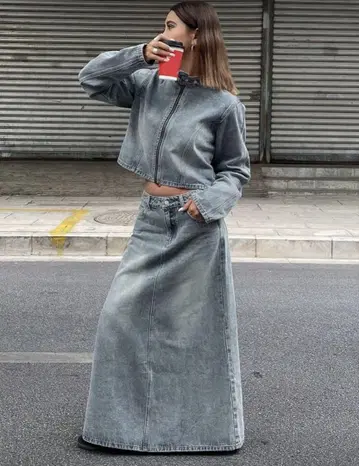 데님 셋업 그레이 L
