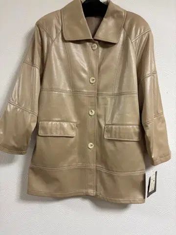 미사용 새상품 베이지 인조 가죽 자켓 코트 M 9호 쇼와 레트로