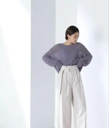 택 포함 내추럴 뷰티 베이직 벨티드 와이드 팬츠 사이즈 M