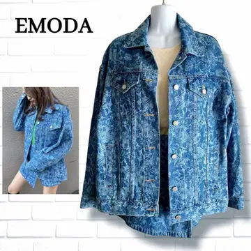 컨디션 최상 EMODA 꽃무늬 데님 자켓 숏 팬츠 셋업 트렌드