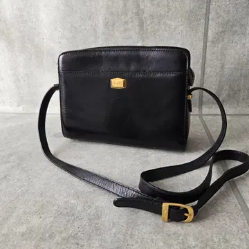 BALLY 숄더백 가죽 블랙 골드 금장 장식