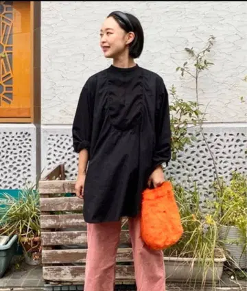 BEAMS BOY 유로 백 오픈 노카라 셔츠