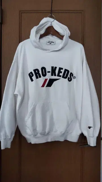 PRO-KEDS 화이트 후드 부착 후드티 L 빈티지